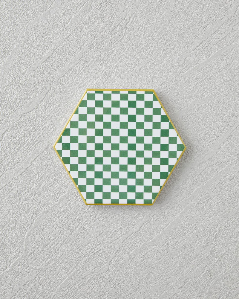 Dalmata Seramik Bardak Altlığı 10.8x0.8 cm Beyaz - Yeşil