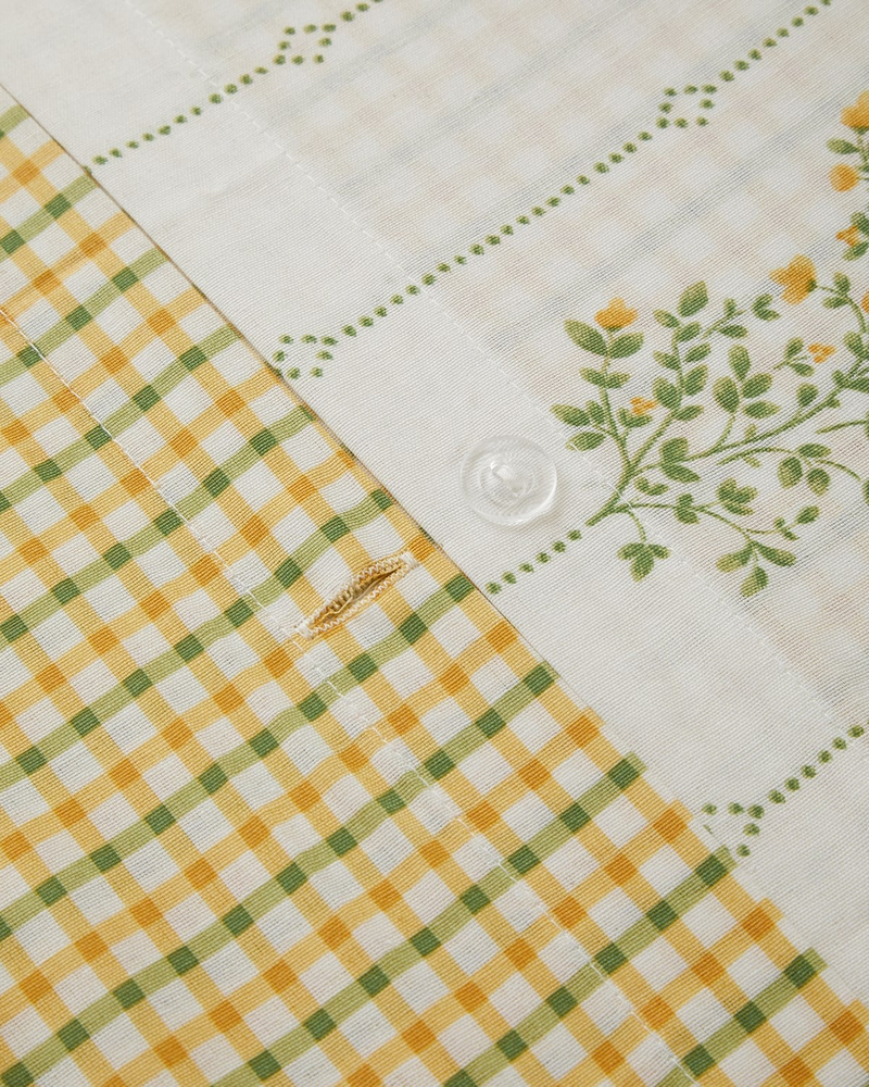 Delicate Bloss Pamuklu Tek Kişilik Nevresim Seti 160x220 cm Sarı-Yeşil
