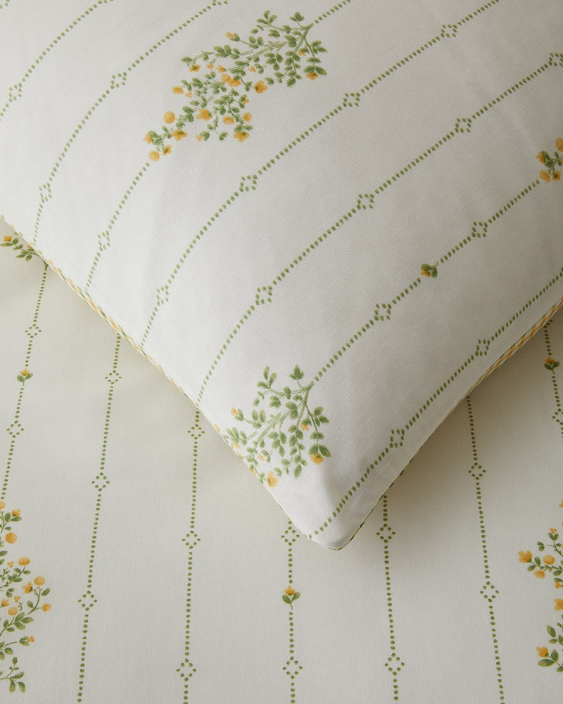 Delicate Bloss Pamuklu Tek Kişilik Nevresim Seti 160x220 cm Sarı-Yeşil