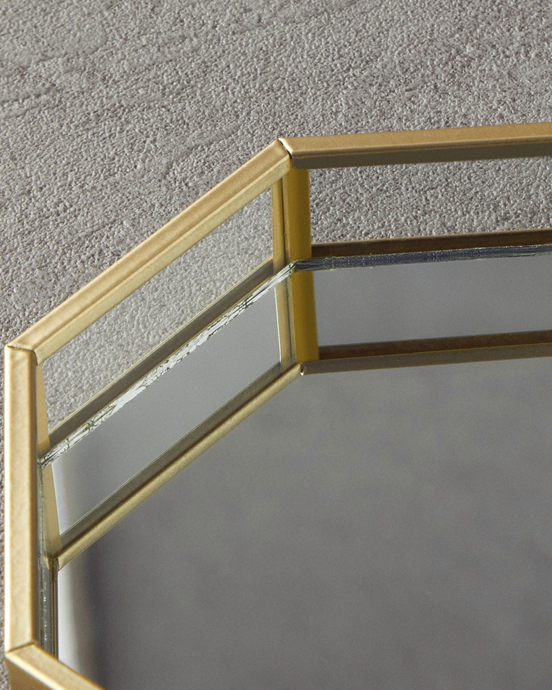 Deluxe Cam Dekoratif Tepsi 19x19x3,5 cm Gold