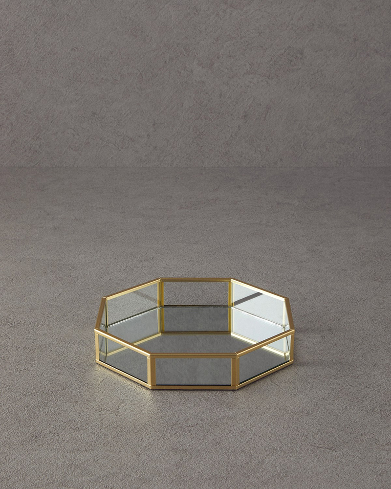 Deluxe Cam Dekoratif Tepsi 19x19x3,5 cm Gold