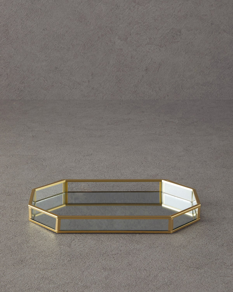 Deluxe Cam Dekoratif Tepsi 27,5x15x2,5 cm Gold