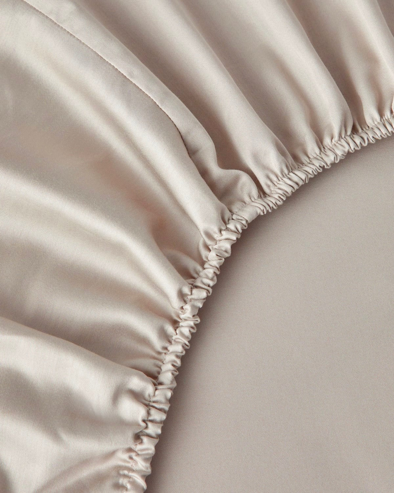 Deluxe Çizgili Pamuk Saten Çift Kişilik Nevresim Takımı 200x220 cm Fildişi