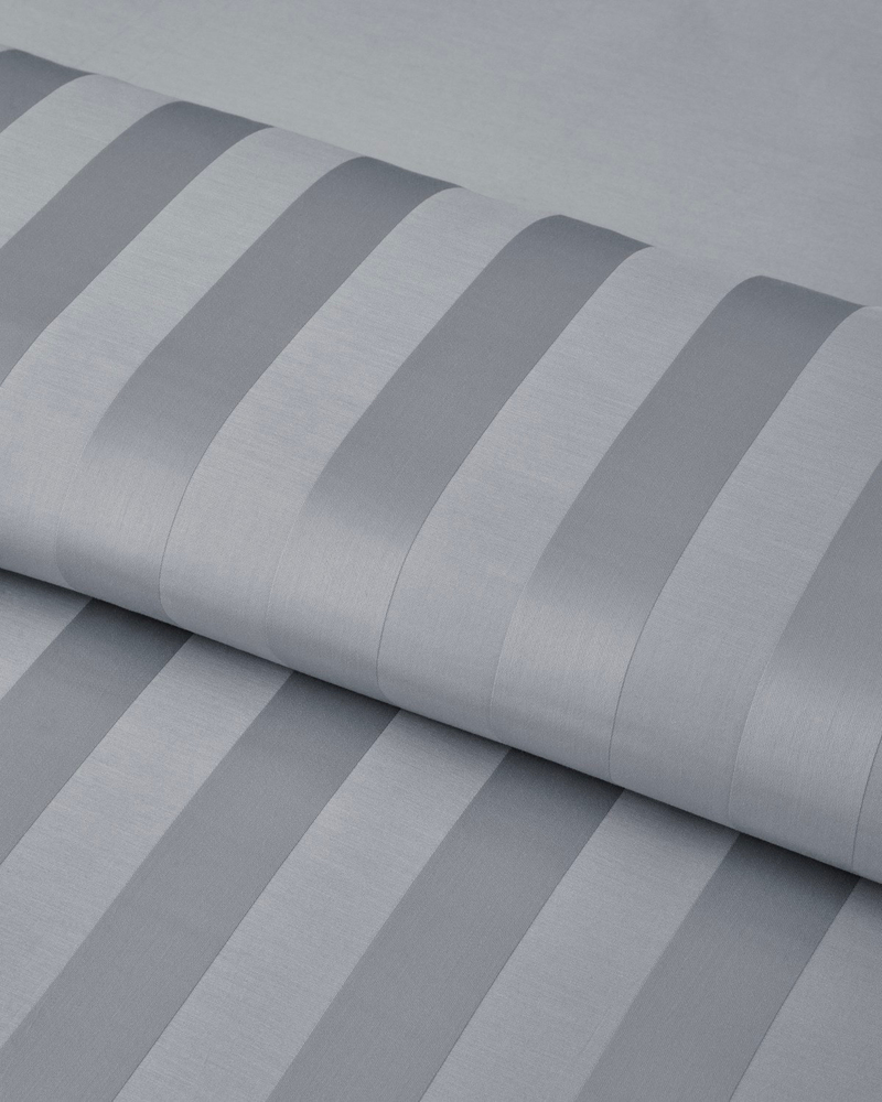 Deluxe Çizgili Pamuk Saten Çift Kişilik Çarşaflı Nevresim Takımı 200x220 cm Gri