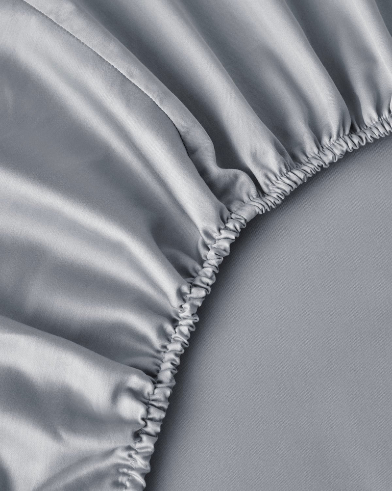 Deluxe Çizgili Pamuk Saten King Size Çarşaflı Nevresim Takımı 240x220 cm Gri