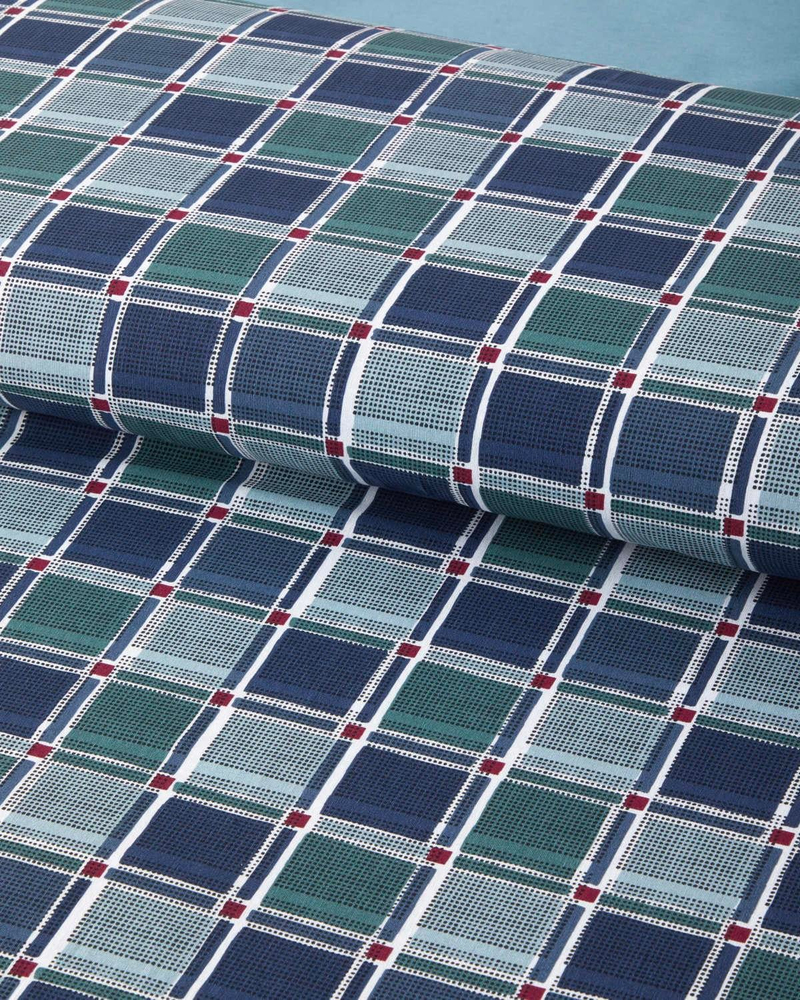 Dotty Gingham Kolay Ütülenir Tek Kişilik Nevresim Takımı 160x220 cm Koyu Mavi-Yeşil