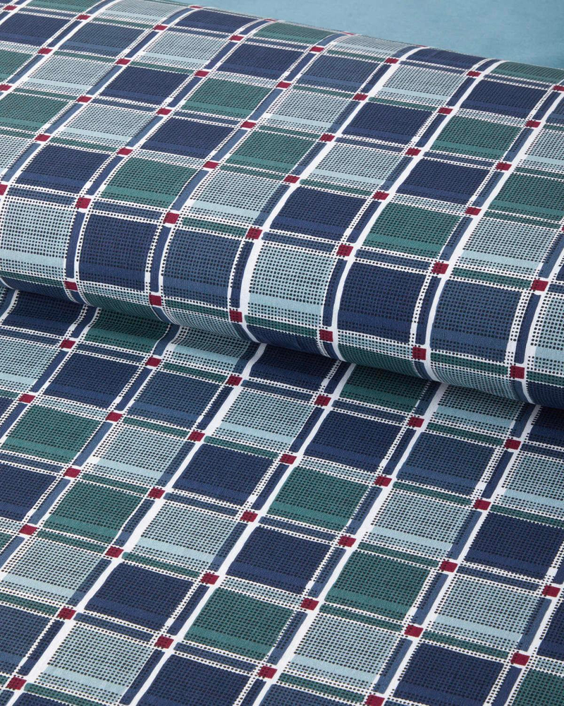 Dotty Gingham Kolay Ütülenir Tek Kişilik Nevresim Takımı 160x220 cm Koyu Mavi-Yeşil