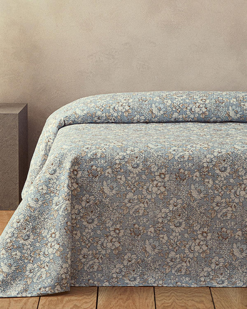 Dreamy Blassom Baskılı Tek Kişilik Pike Açık Mavi