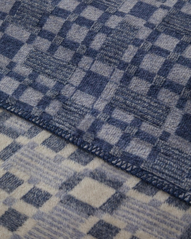 Echo Plaid Pamuklu Çift Kişilik Battaniye 200x220 cm Mavi