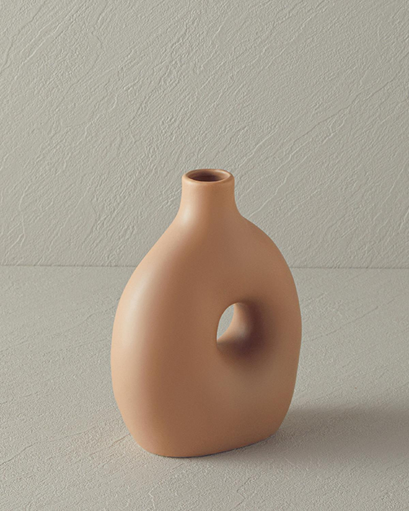 Edna Stoneware Vazo Açık Kahverengi