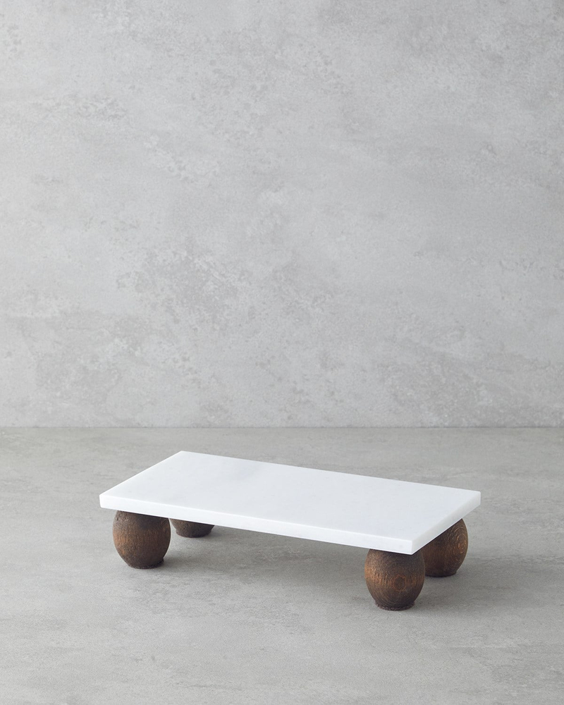 Elegant Mermer Sunumluk 12x24 cm Beyaz