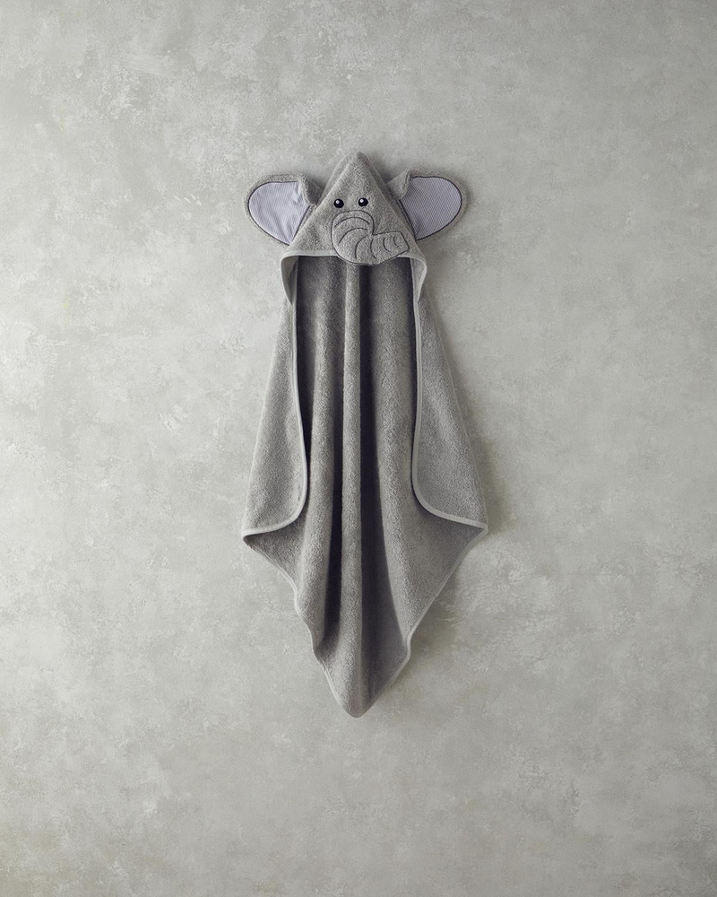 Elephant Pamuklu Bebe Havlu 75x75 cm Gri