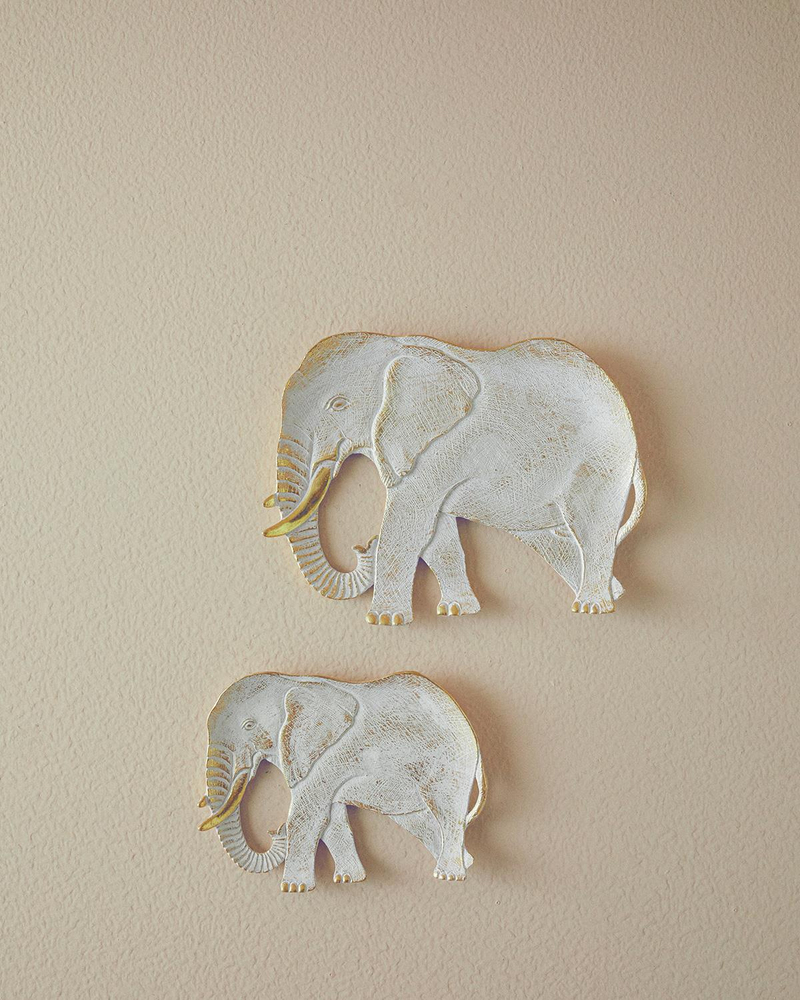 Elephant Polyresin Dekoratif Tabak Gold