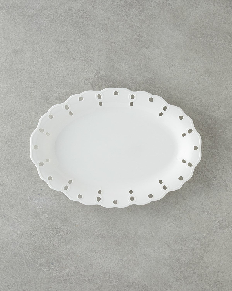 Elodie Porselen Kayık Tabak 35 cm Beyaz