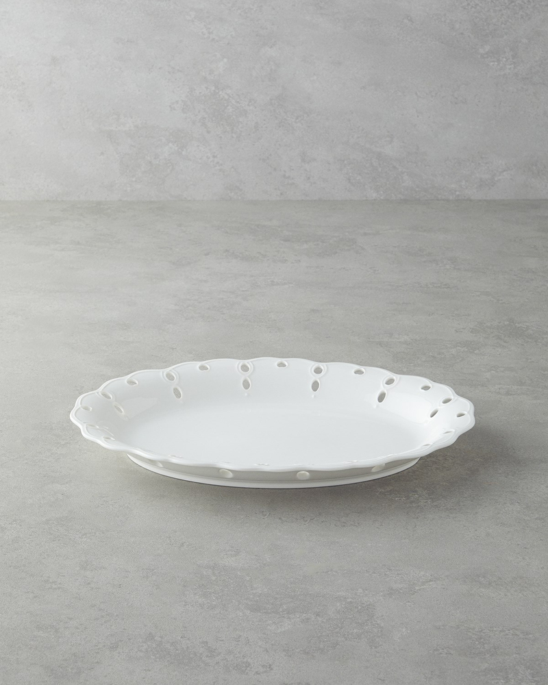 Elodie Porselen Kayık Tabak 35 cm Beyaz