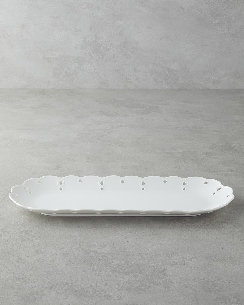 Elodie Porselen Kayık Tabak 43 cm Beyaz