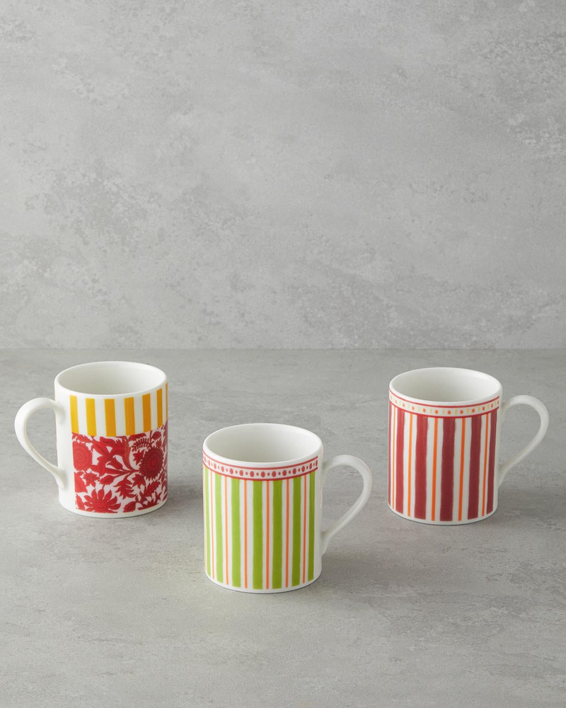 Elora Bone Porselen Kupa 290 ml Yeşil-Turuncu-Pembe