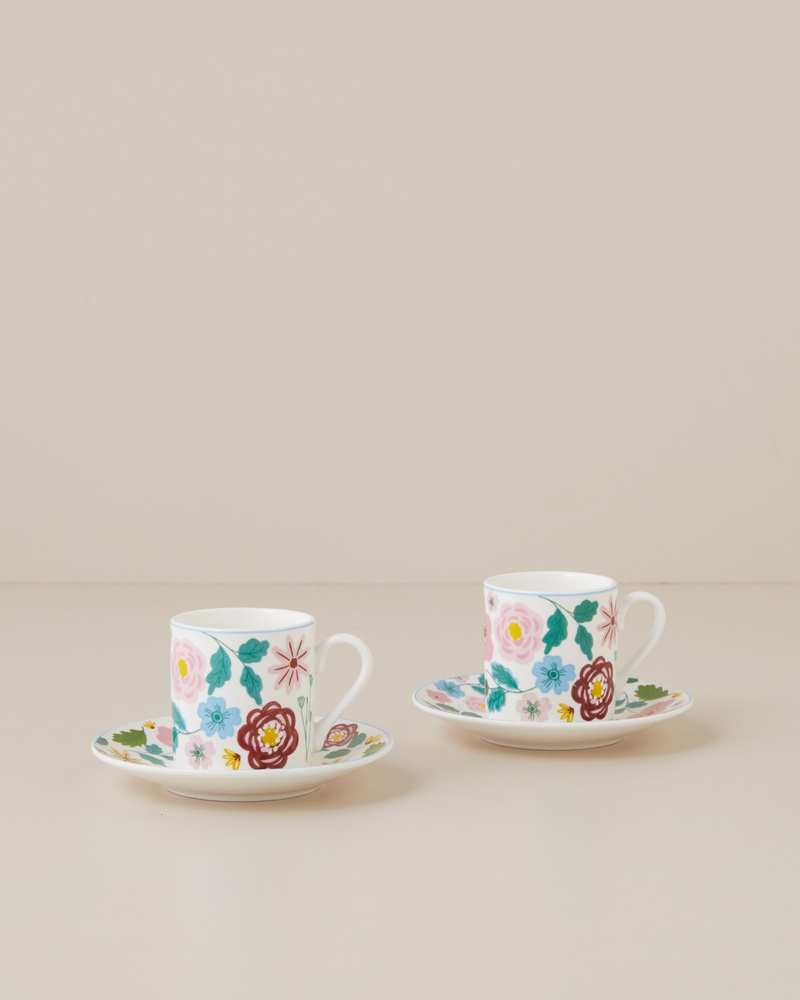 Elvia New Bone China 4 Parça 2 Kişilik Kahve Fincan Takımı 80 ml Renkli