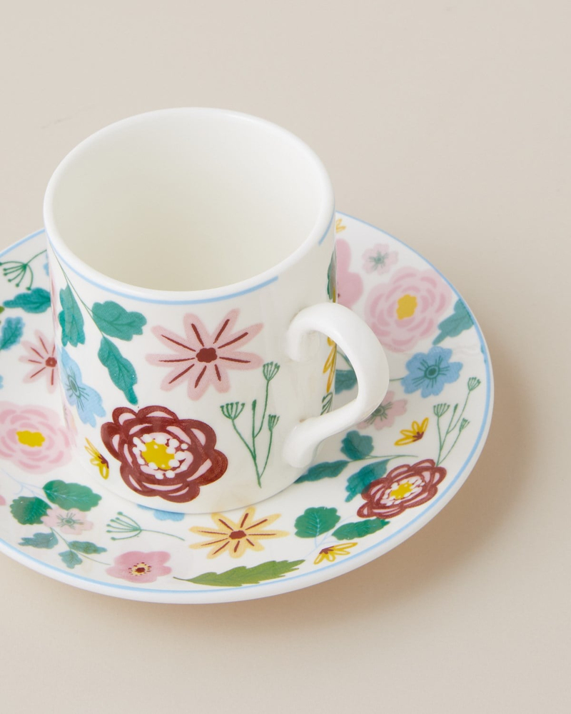 Elvia New Bone China 4 Parça 2 Kişilik Kahve Fincan Takımı 80 ml Renkli
