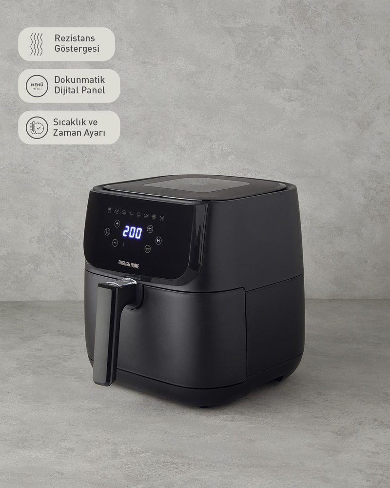 English Home AIF 2001 Dijital Çıkarılabilir Sepetli Air Fryer XL Siyah