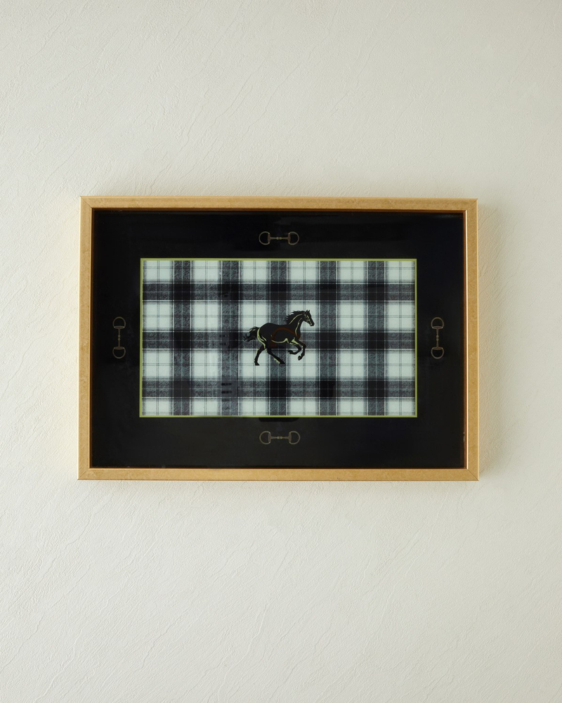 Epona Cam Dekoratif Tepsi 29x41 cm Siyah - Beyaz
