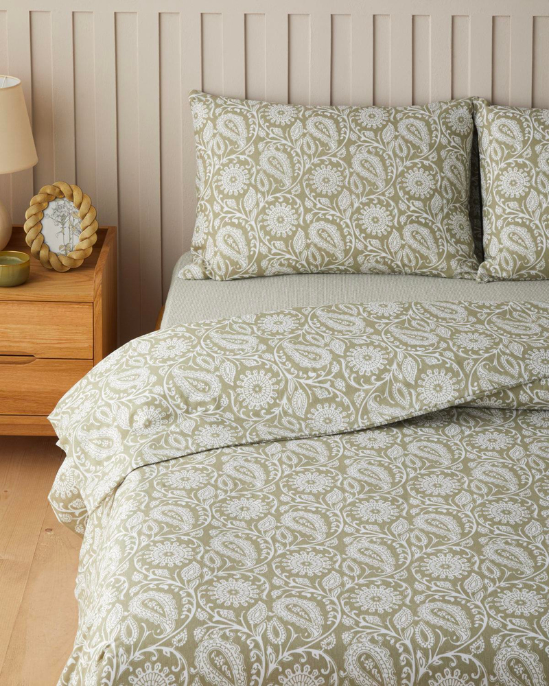 Ethnic Charm Kolay Ütülenir Çift Kişilik Nevresim Takımı 200x220 cm Yağ Yeşili