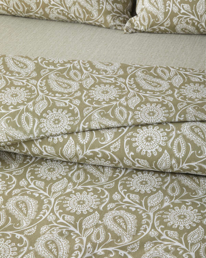 Ethnic Charm Kolay Ütülenir Çift Kişilik Nevresim Takımı 200x220 cm Yağ Yeşili