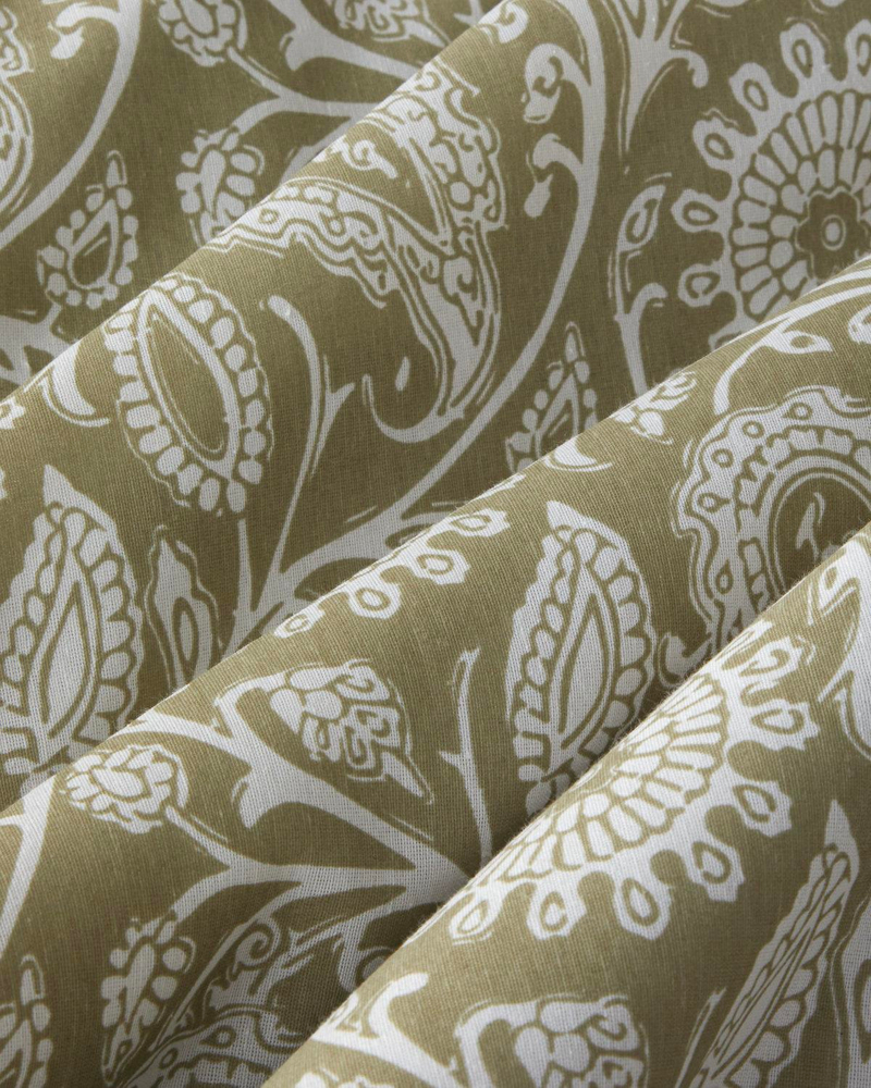 Ethnic Charm Kolay Ütülenir Çift Kişilik Nevresim Takımı 200x220 cm Yağ Yeşili