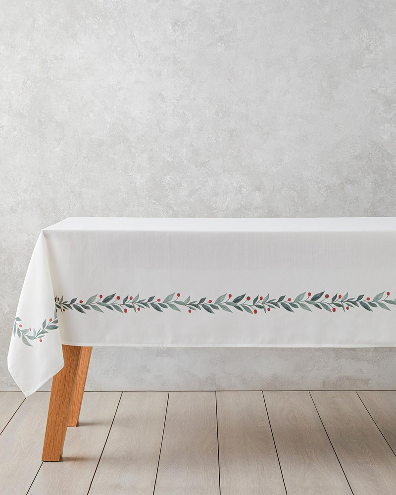 Evergreen Polyester Masa Örtüsü 145x200 cm Beyaz - Yeşil