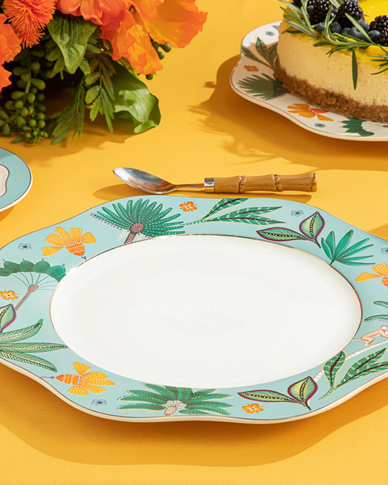 Exotic Leaves New Bone China Supla Açık Mavi