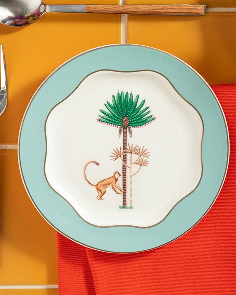 Exotic Monkey New Bone China Pasta Tabağı 15 cm Açık Mavi