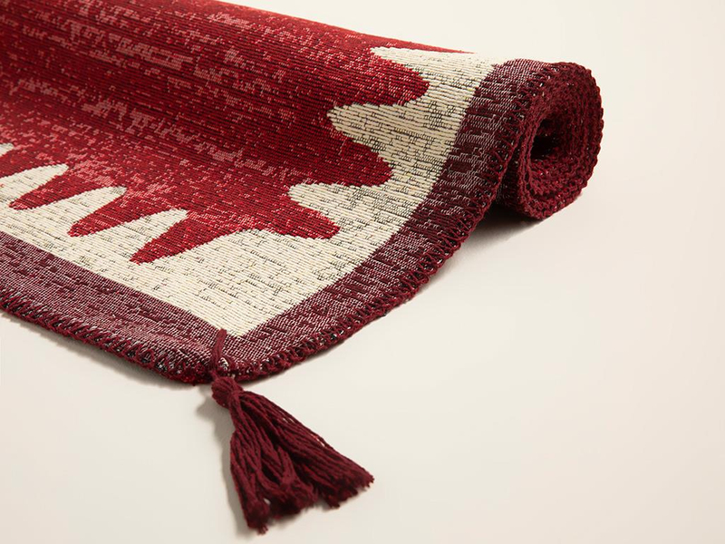Fancy Luis Dokuma Kilim Krem - Kırmızı