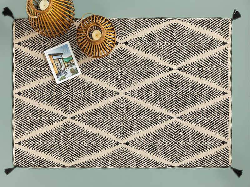 Fancy Odes Dokuma Kilim Bej - Siyah