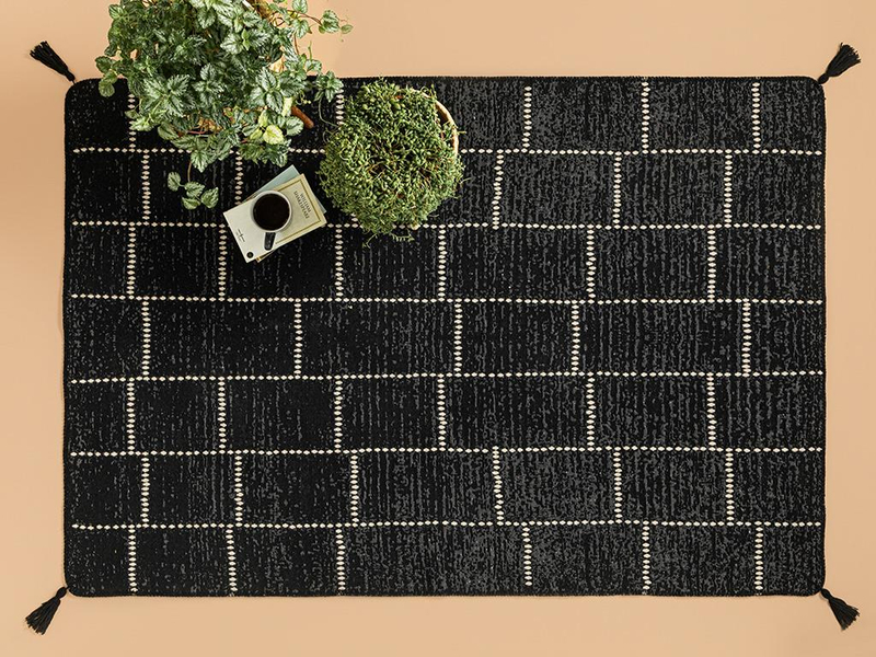 Fancynia Dokuma Kilim Krem Siyah