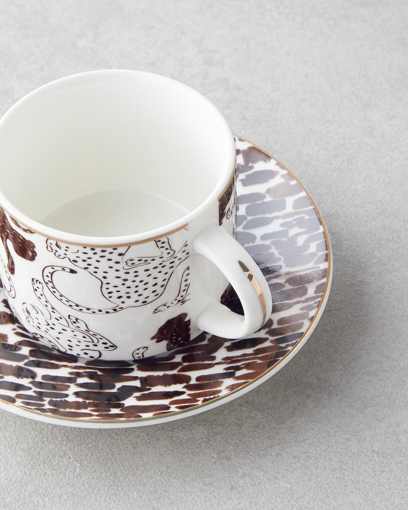 Feline New Bone China 4 Parça 2 Kişilik Kahve Fincan Takımı 100 ml Kahverengi