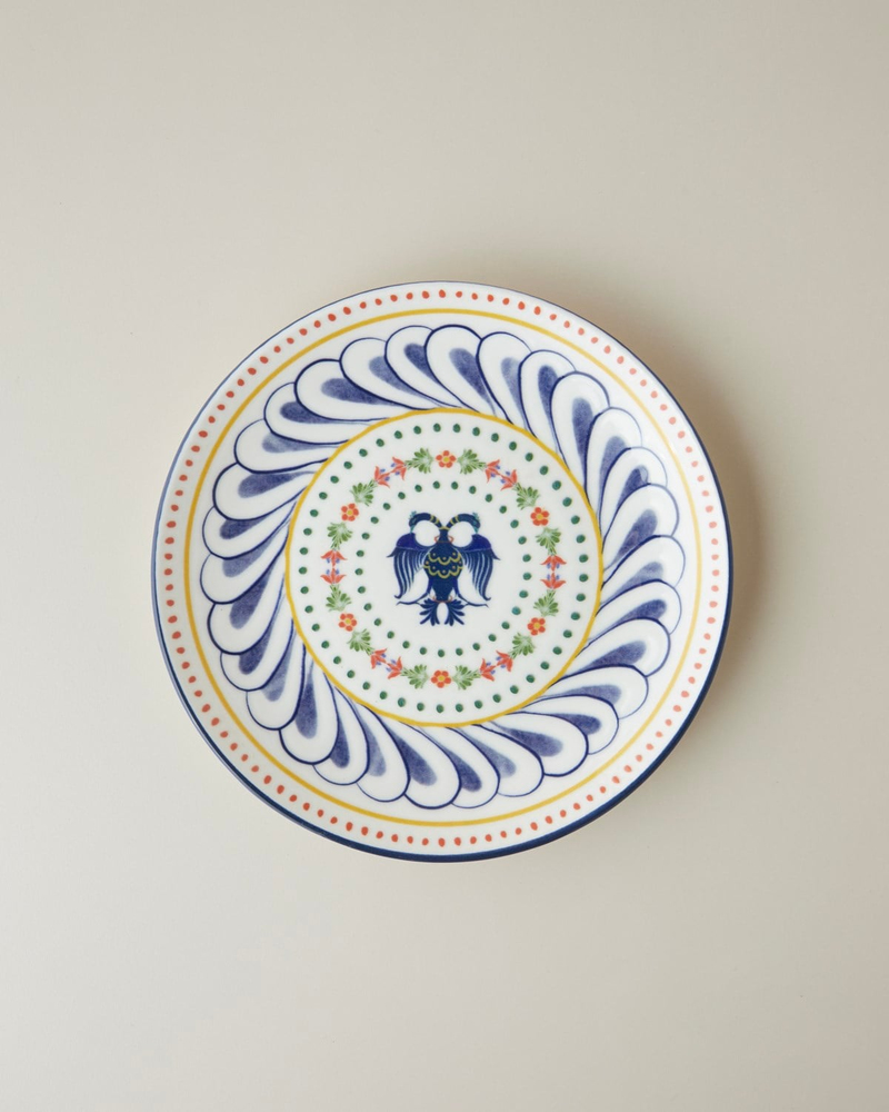 Fiesta Talavera Porselen Pasta Tabağı 21 cm Beyaz - Lacivert