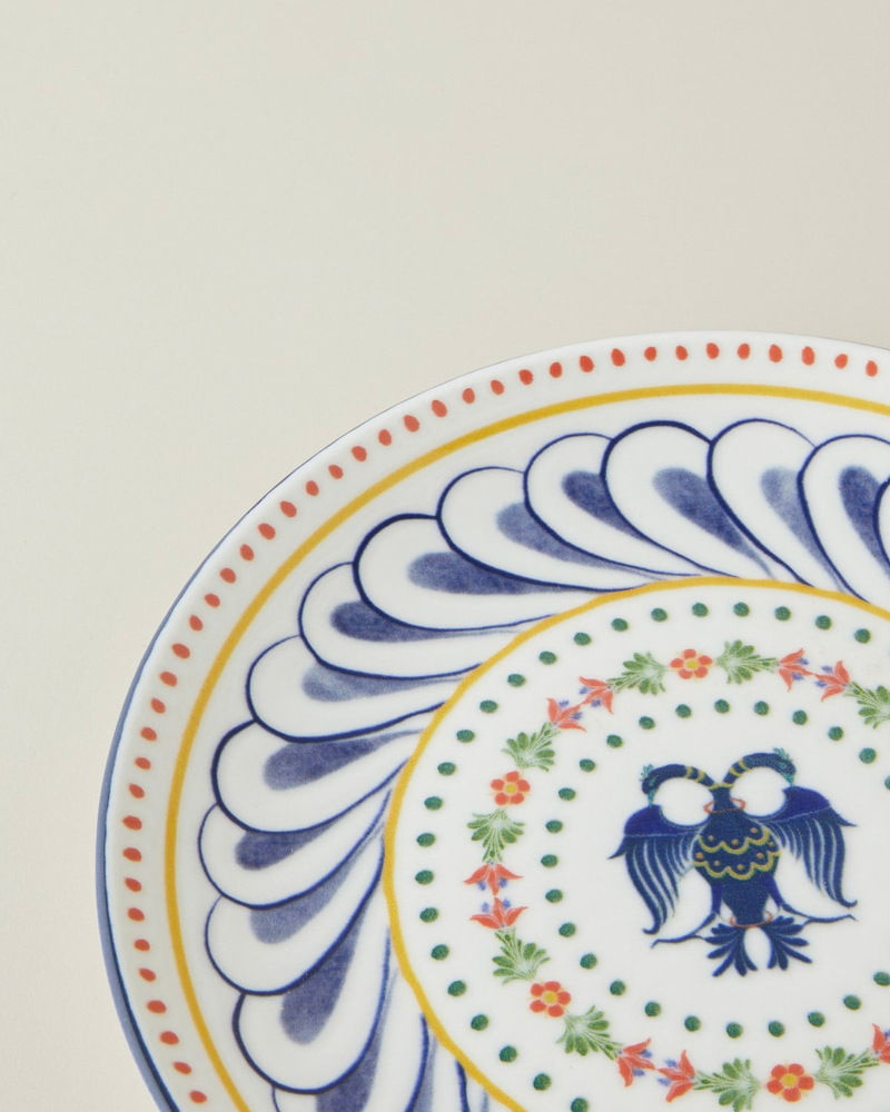 Fiesta Talavera Porselen Pasta Tabağı 21 cm Beyaz - Lacivert