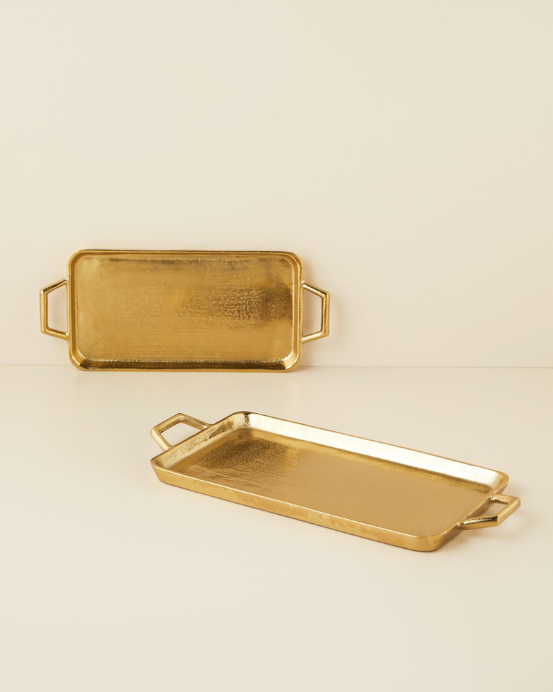 Fiore Alüminyum Dekoratif Tepsi 36x15 cm Gold