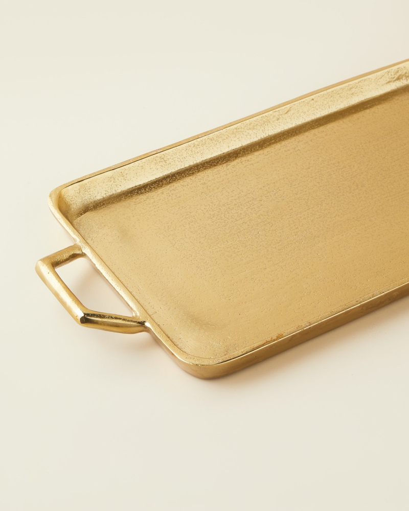Fiore Alüminyum Dekoratif Tepsi 42x18 cm Gold