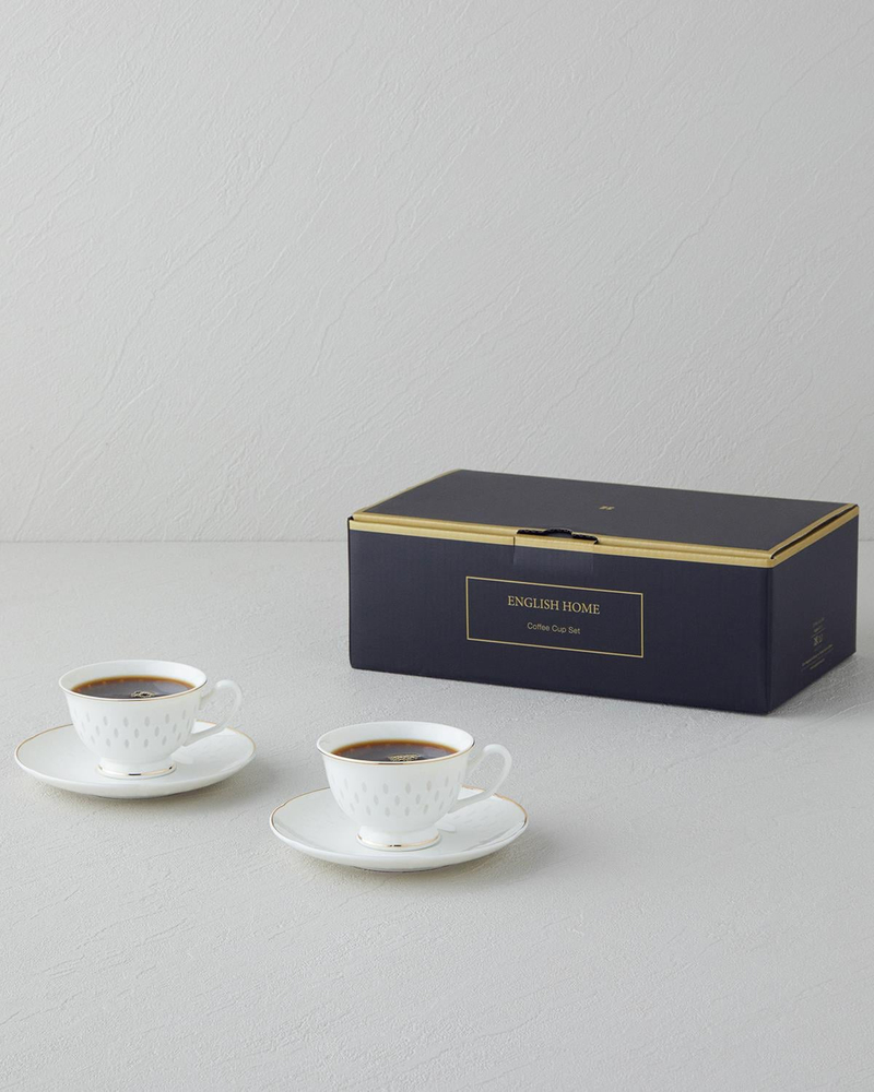 Flare New Bone China 4 Parça 2 Kişilik Kahve Fincan Takımı Gold