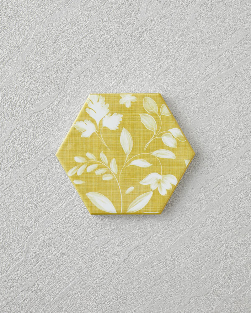 Flaria Seramik Bardak Altlığı 10.8x0.8 cm Beyaz - Sarı