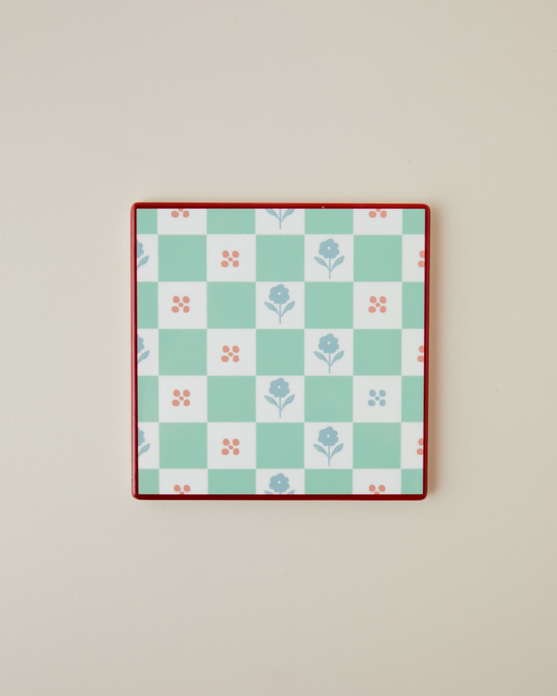 Flora Blocks Seramik Bardak Altlığı 11 cm Yeşil