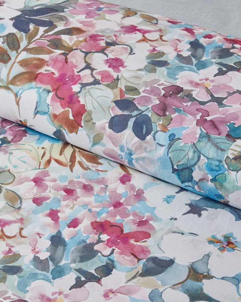 Floral Happiness Dijital Baskılı Soft Cotton Çift Kişilik Nevresim Takımı 200x220 cm Pembe - Mavi