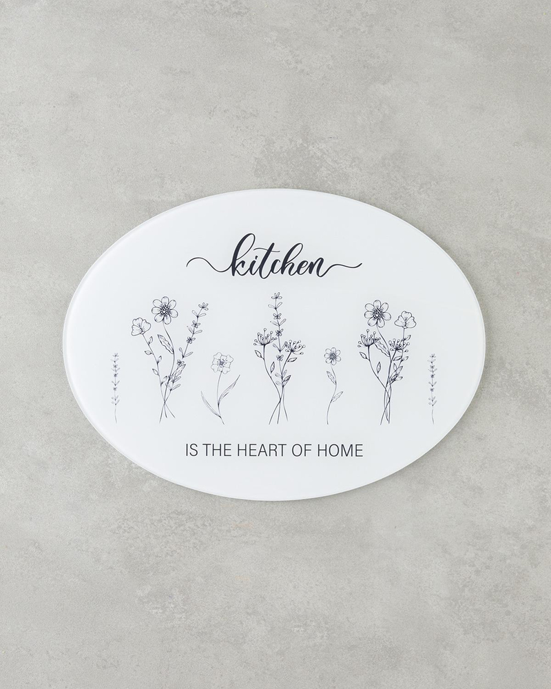 Floral Home Cam Kesme Tahtası 38x28 cm Beyaz