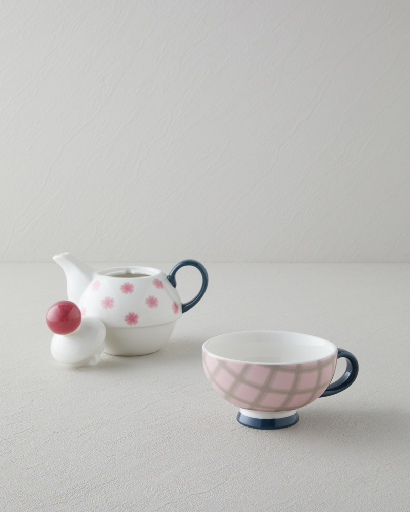Florentis New Bone China Demlik Seti 400 – 290 ml Pembe - Yeşil