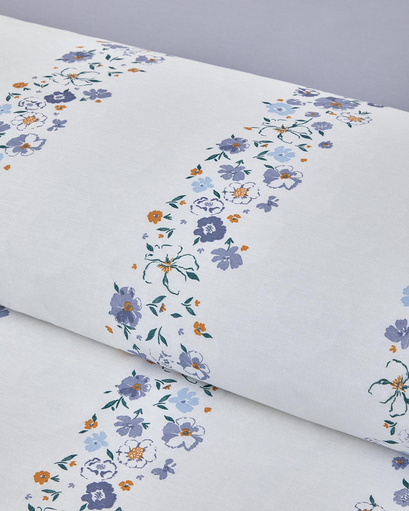Floret Line Pamuk Çift Kişilik Nevresim Takımı 200x220 cm Mavi