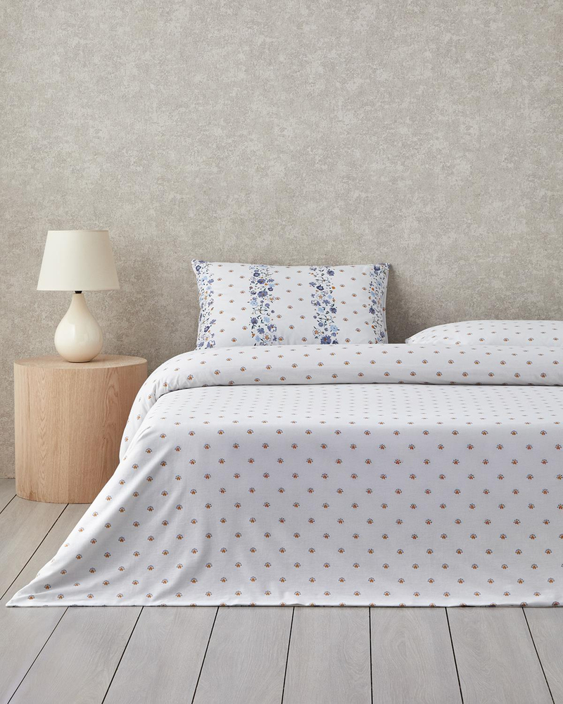 Floret Line Pamuk Tek Kişilik Nevresim Takımı 160x220 cm Mavi