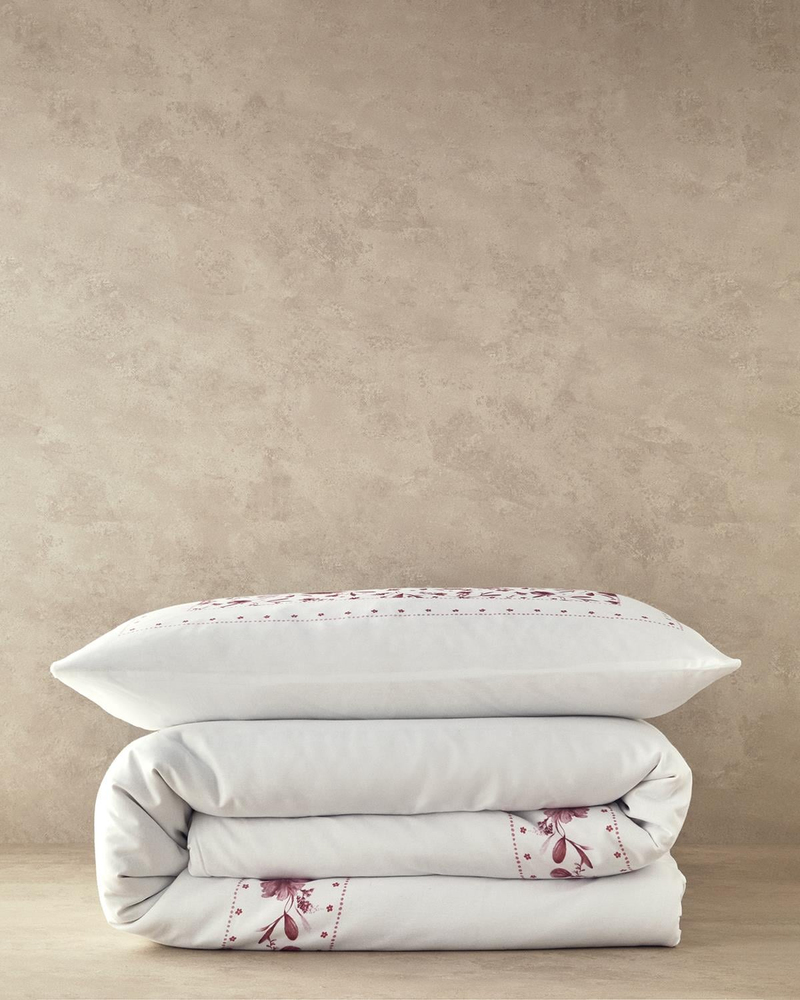 Flower Chain Dijital Baskılı Soft Cotton Çift Kişilik Nevresim Takımı Gül Kurusu