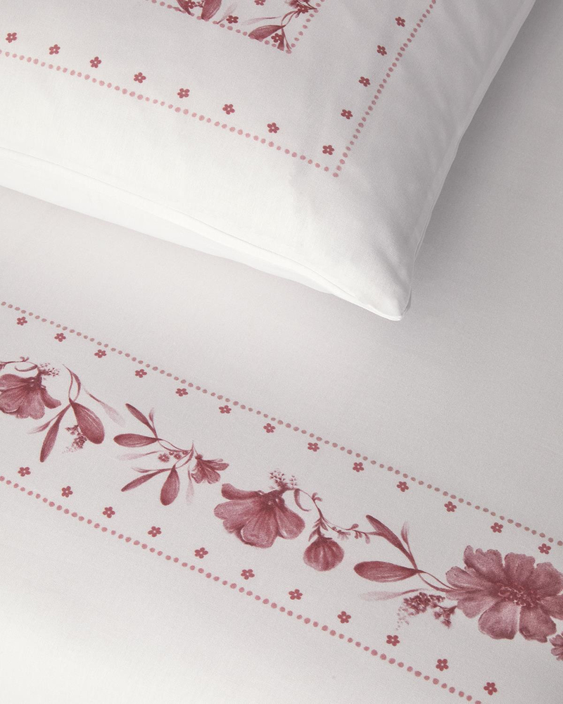 Flower Chain Dijital Baskılı Soft Cotton Çift Kişilik Nevresim Takımı Gül Kurusu