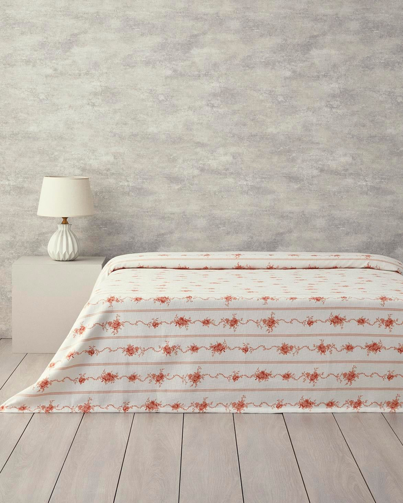 Flower Line Tek Kişilik Pike Turuncu